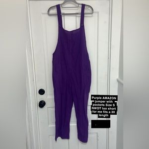Purple canva jumpsuit with pockets